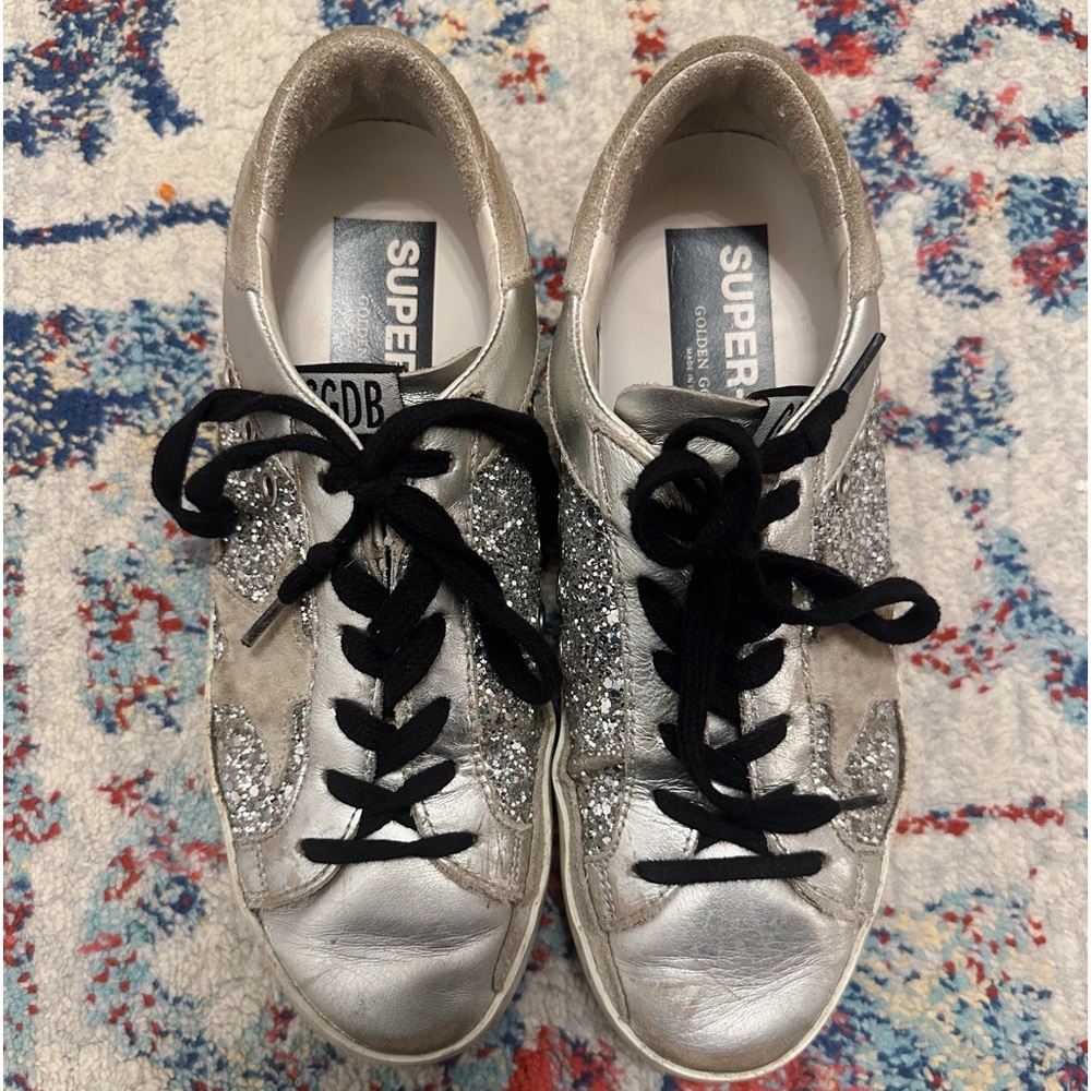golden goose silver sneakers
